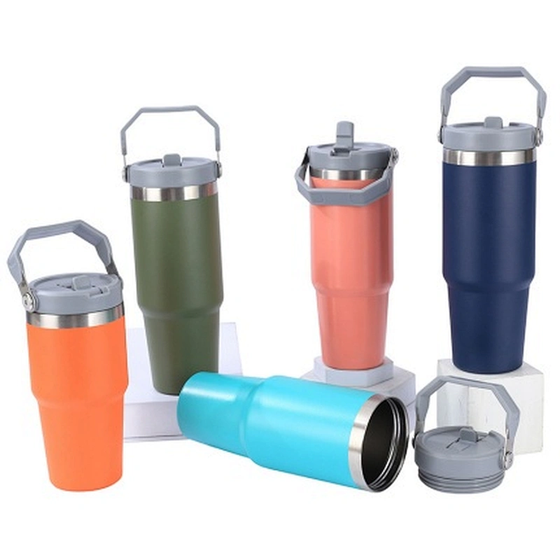 30 OZ 900 ML vacuum thermal mug  304 s/s inner, 201 s/s outer with color coating , plastic lid with handle